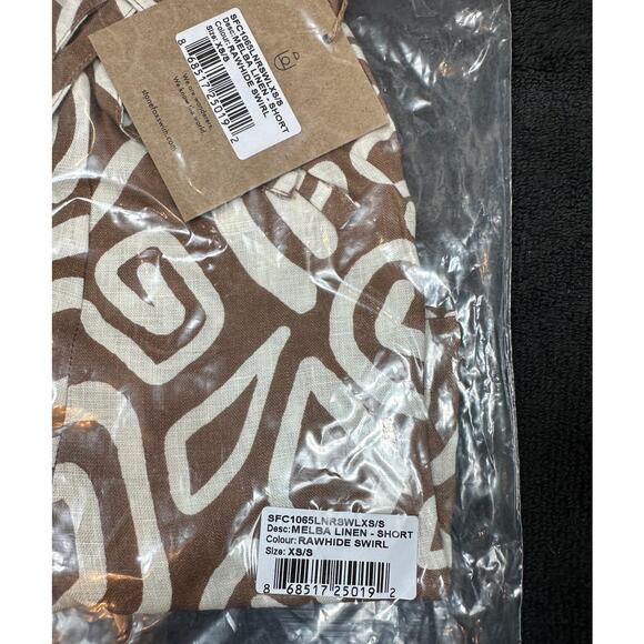 Stone Fox Swim Melba 100% Linen Shorts- Rawhide Swirl -XS / S - Picture 8 of 8